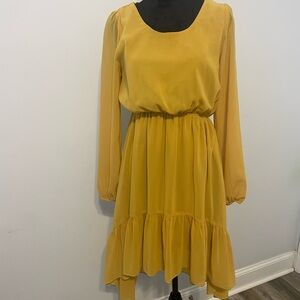 Ya Los Angeles Mustard Long Sleeve Dress